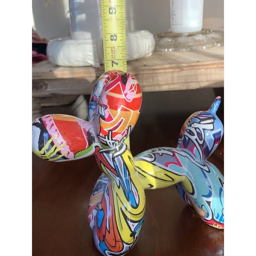Graffiti Balloon Dog Statue - Modern Pop Art Sculpture, Multicolor Home‎ Deco